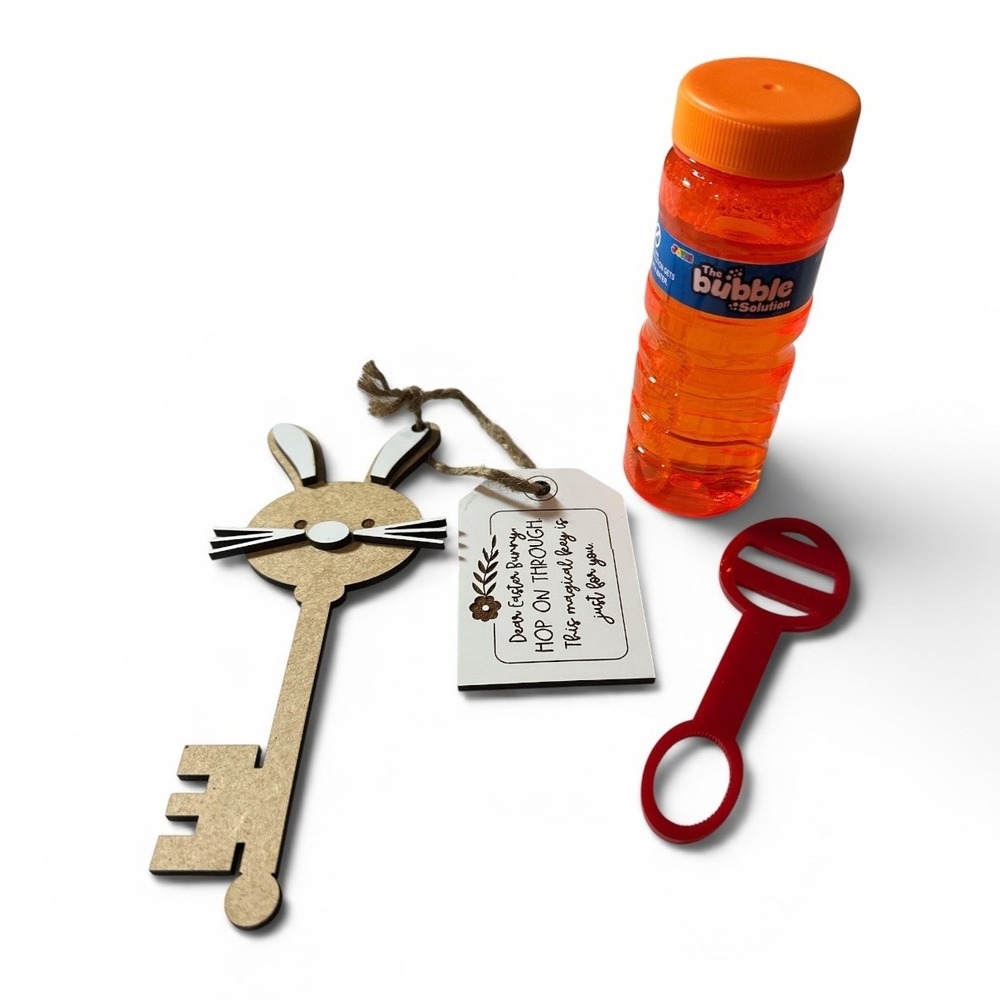 Easter Bunny Magic‎ Key and Bubble with Egg Wand Gift Set Holiday Laser Cut Kids
